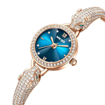 Women's quartz watch with leopard strap