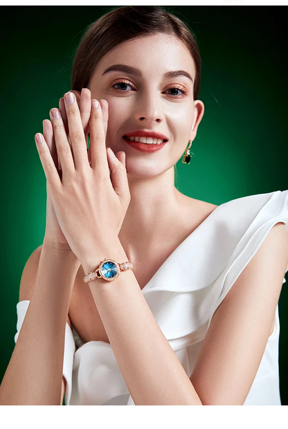 Women's quartz watch with leopard strap